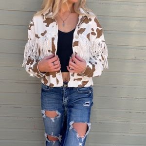 Cow print Jean jacket